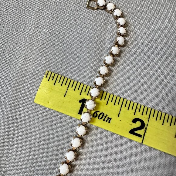 Vintage White Cabochon Bracelet with Ball Pendant - Picture 6 of 10